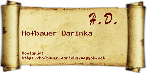 Hofbauer Darinka névjegykártya